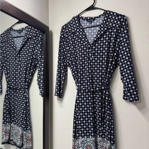 Max Edition Blue Wrap Sundress with Tie Front and V-Neck